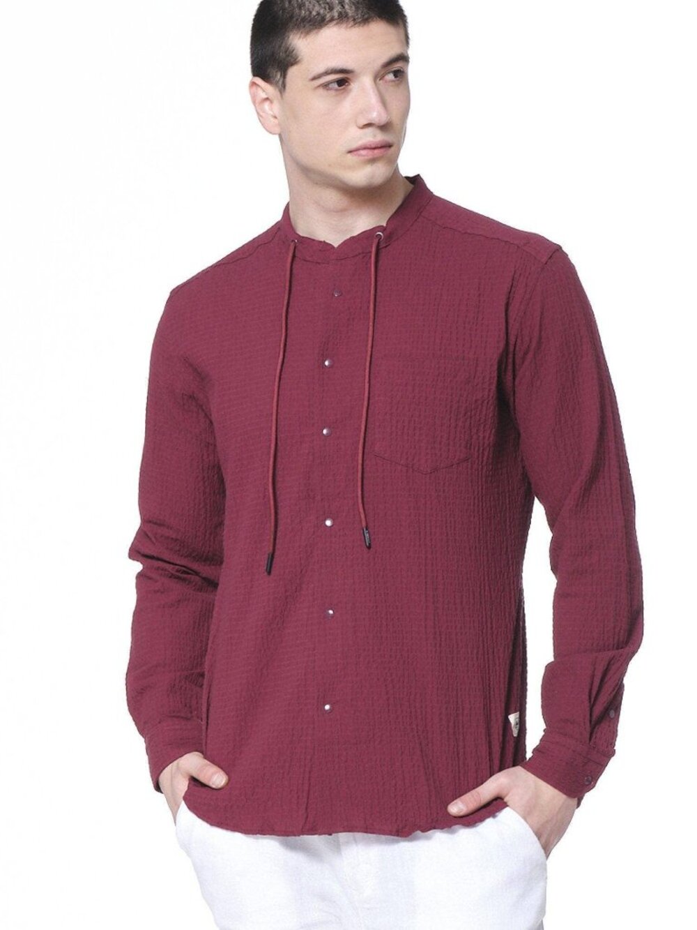 RNT 23 Burgundy Drawstring Popover Shirt/1181